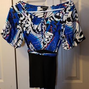 Bebe Blue / Black Blouse